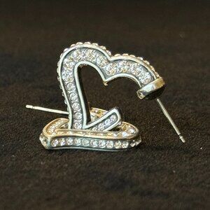 Brighton City Lights Heart Swarovski Crystal Silver Plate Post Earrings Retired